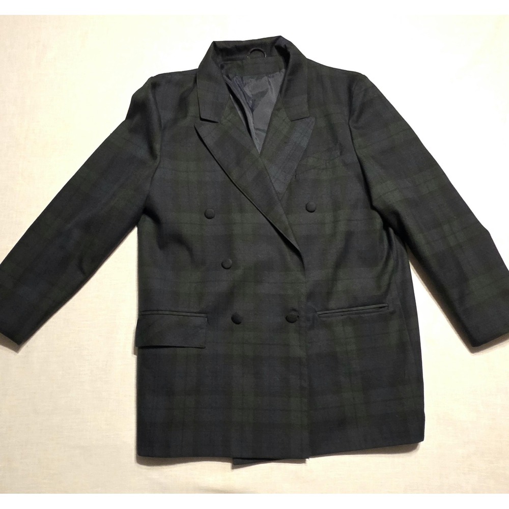 Vtg Dorothy Perkins Tartan Plaid Blazer Womens UK 16 Double Breasted Old Money
